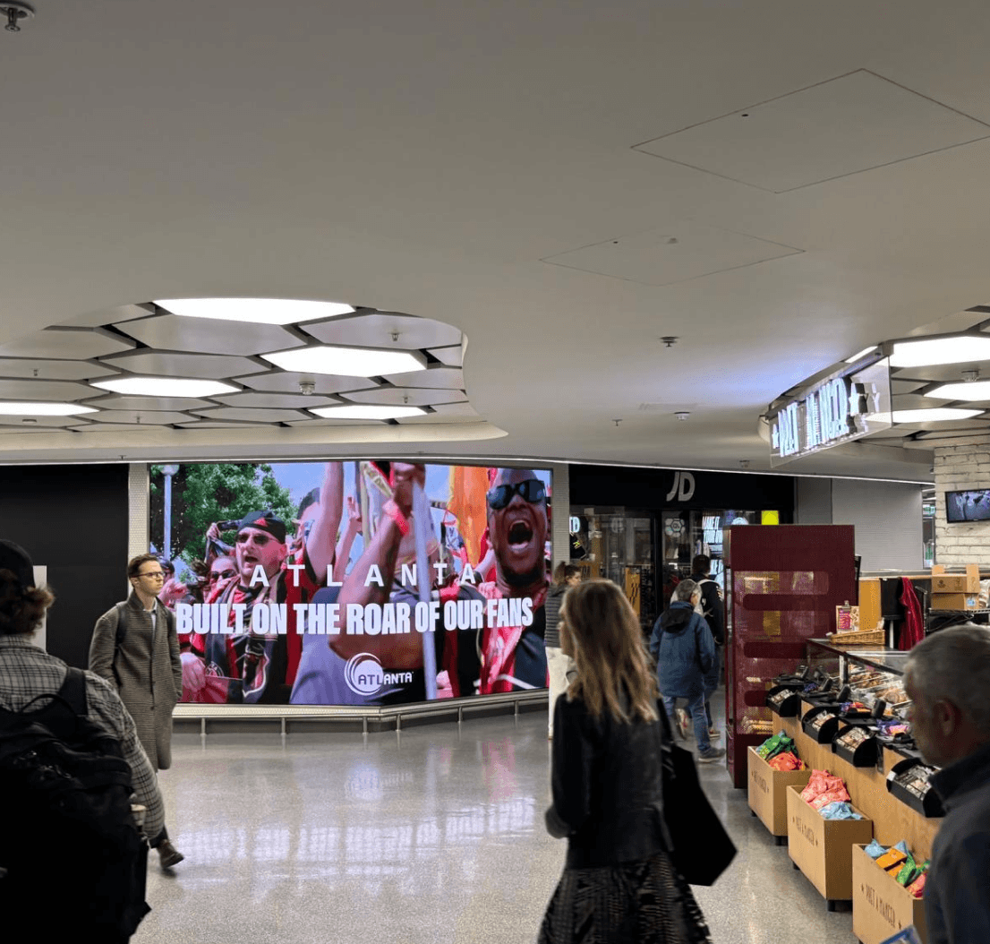 Atlanta ‘Built On The Roar Of Our Fans’ billboard in a shopping centre