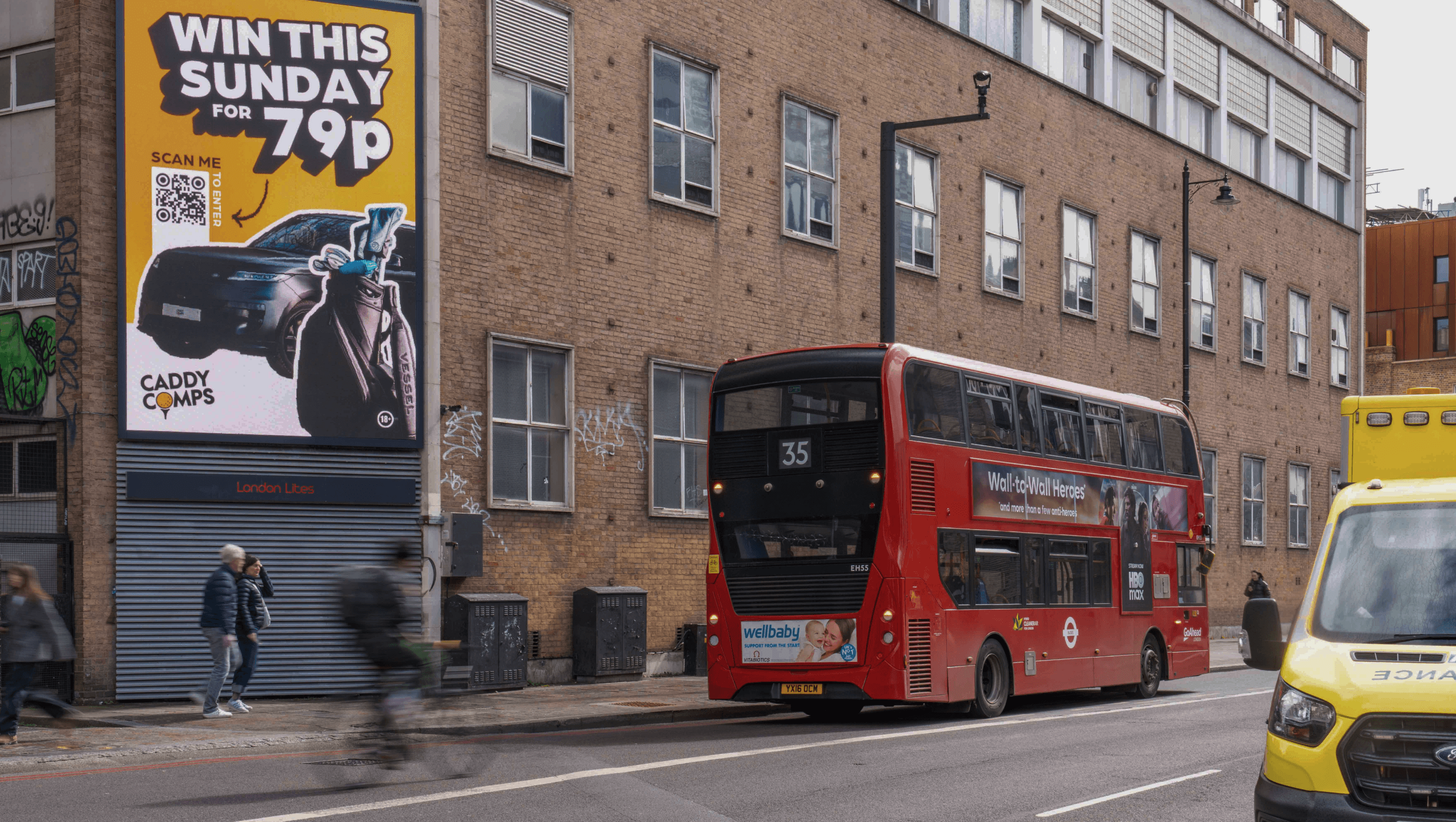 Caddy Comps ‘Win This Sunday for 79p’ billboard on a London street