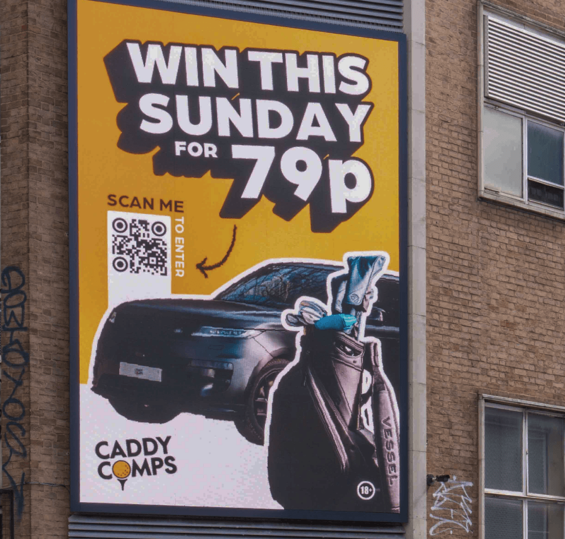 Caddy Comps ‘Win This Sunday for 79p’ billboard close up