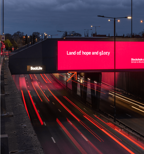 Blockchain.com — Land of hope and glory billboard