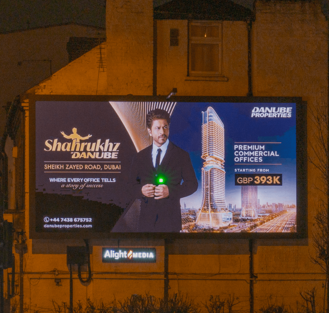 Danube Properties billboard on an Alight Media building