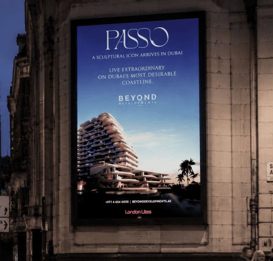 Passo billboard on a building corner